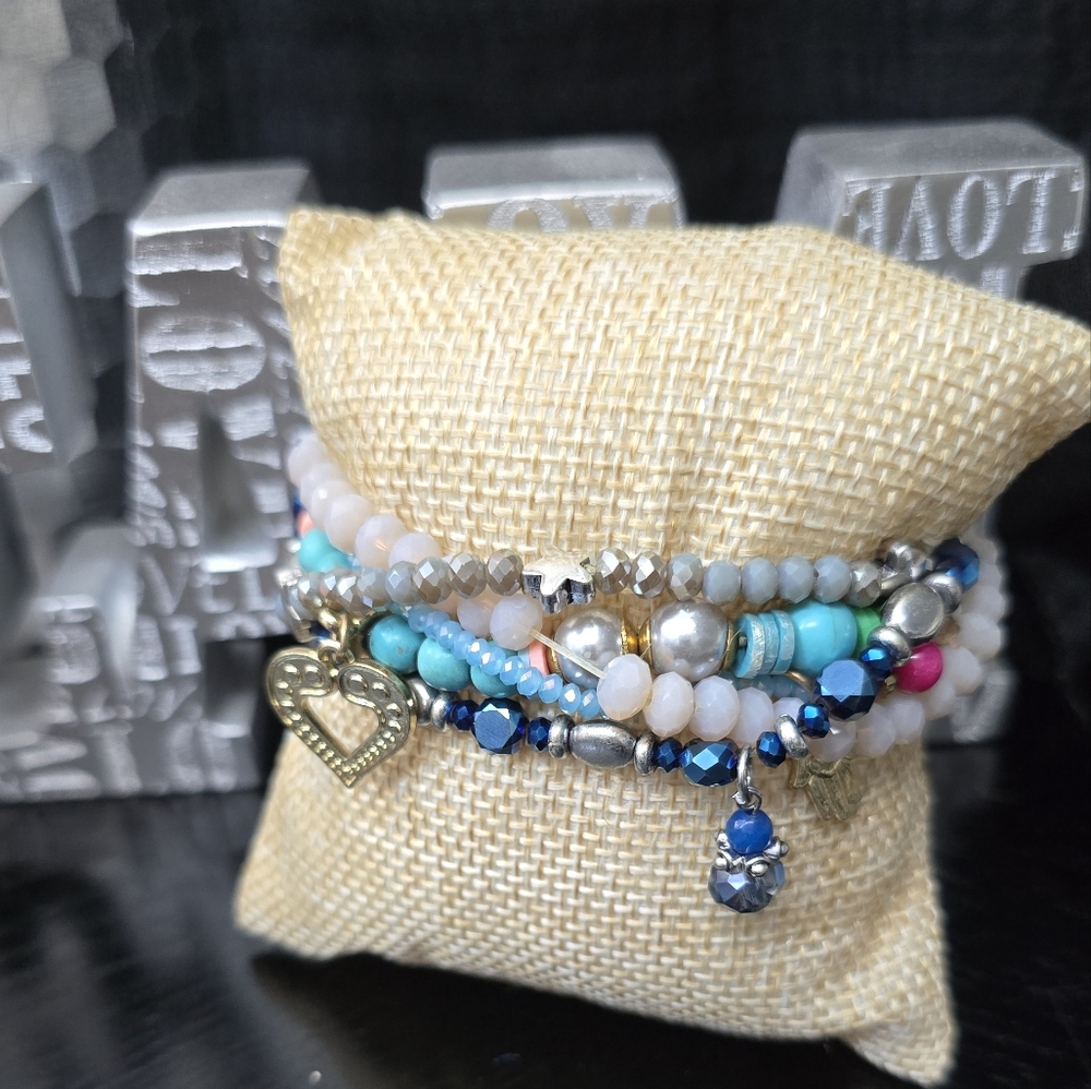 Elegant Multi-Color Beaded Bracelet Set